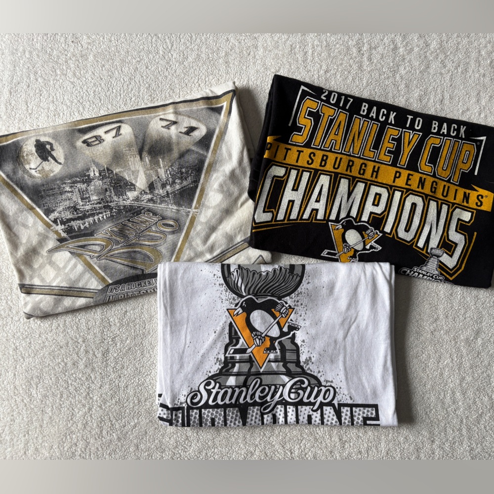 Pittsburgh Penguins 2016 2017 Stanley Cup Champions T-Shirts Bundle. Sz Large